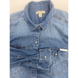 Calvin Klein Jeans Medium Wash Denim  Pearl Snap Front Western Shirt Size M